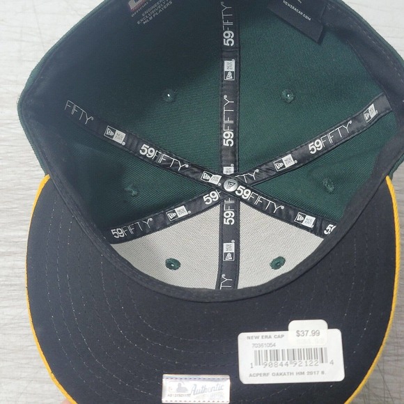 Oakland Athletics A's New Era Authentic On-Field 59FIFTY Fitted Hat Size 8 - Picture 9 of 13
